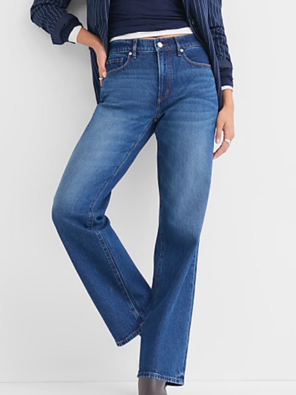 Women’s Loft Dark Blue Straight Jeans 27 4